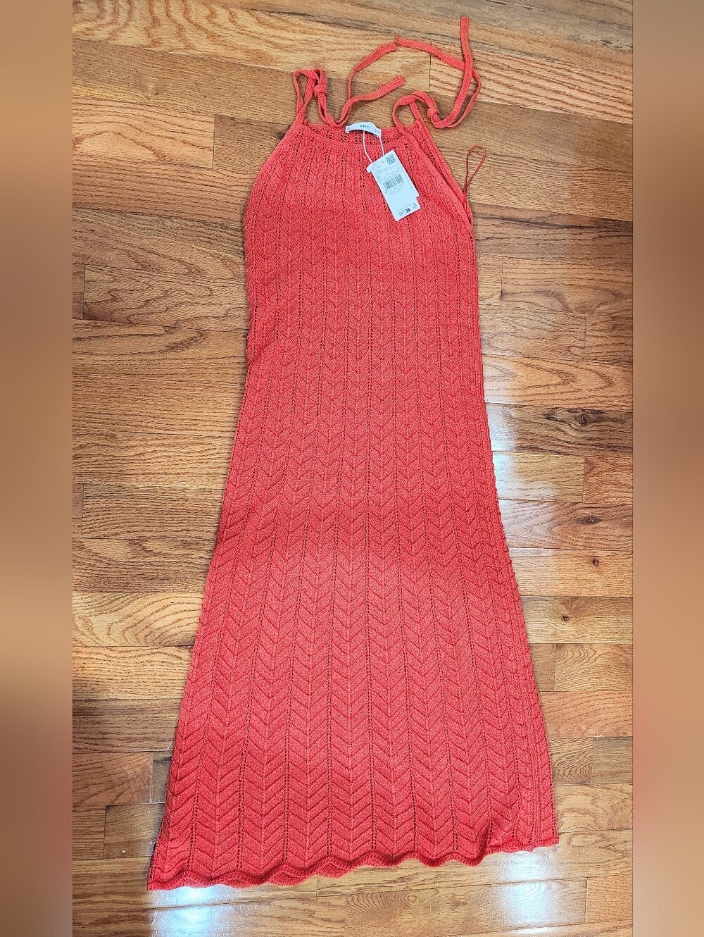Mango Red Knit Tie-Shoulder Dress